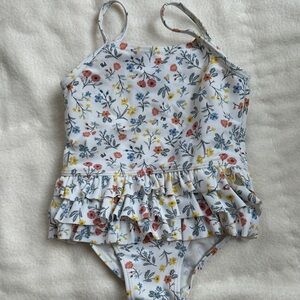 Petit Bateau Floral Ruffle One Piece Swimsuit